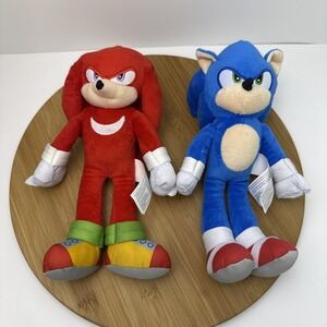 Sonic The Hedgehog 2 Plush Lot of 2- Knuckles & Sonic Plush  Jakks 2022